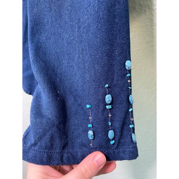 Vintage Napa Valley Dresses Women's Dress‎ and Jacket Blue Denim w/ Rocks Set 16 - Picture 4 of 11